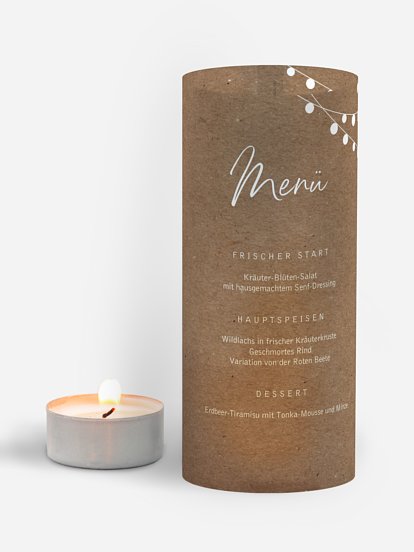 Menükarte Hochzeit Lichterzauber