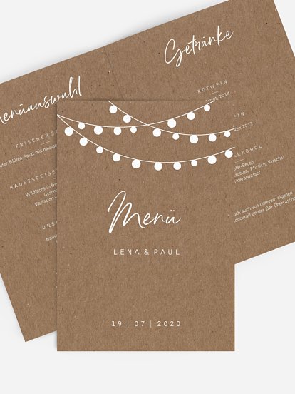 Menükarte Hochzeit Lichterzauber