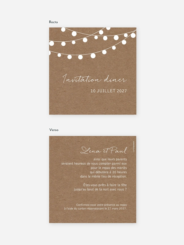Carton d'invitation Guirlande lumineuse