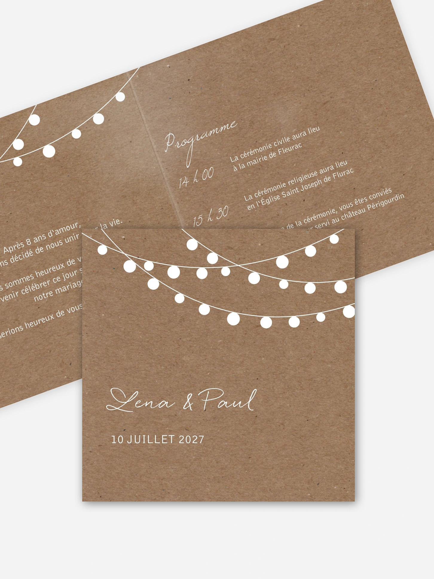Faire-part de mariage Guirlande lumineuse