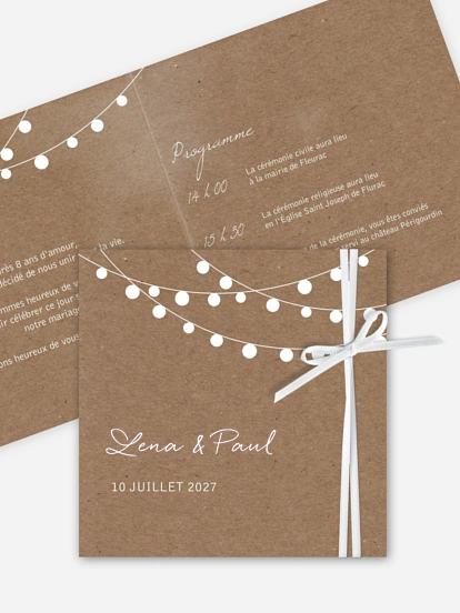 Faire-part de mariage Guirlande lumineuse