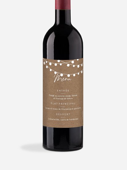 Etiquette bouteille Guirlande lumineuse