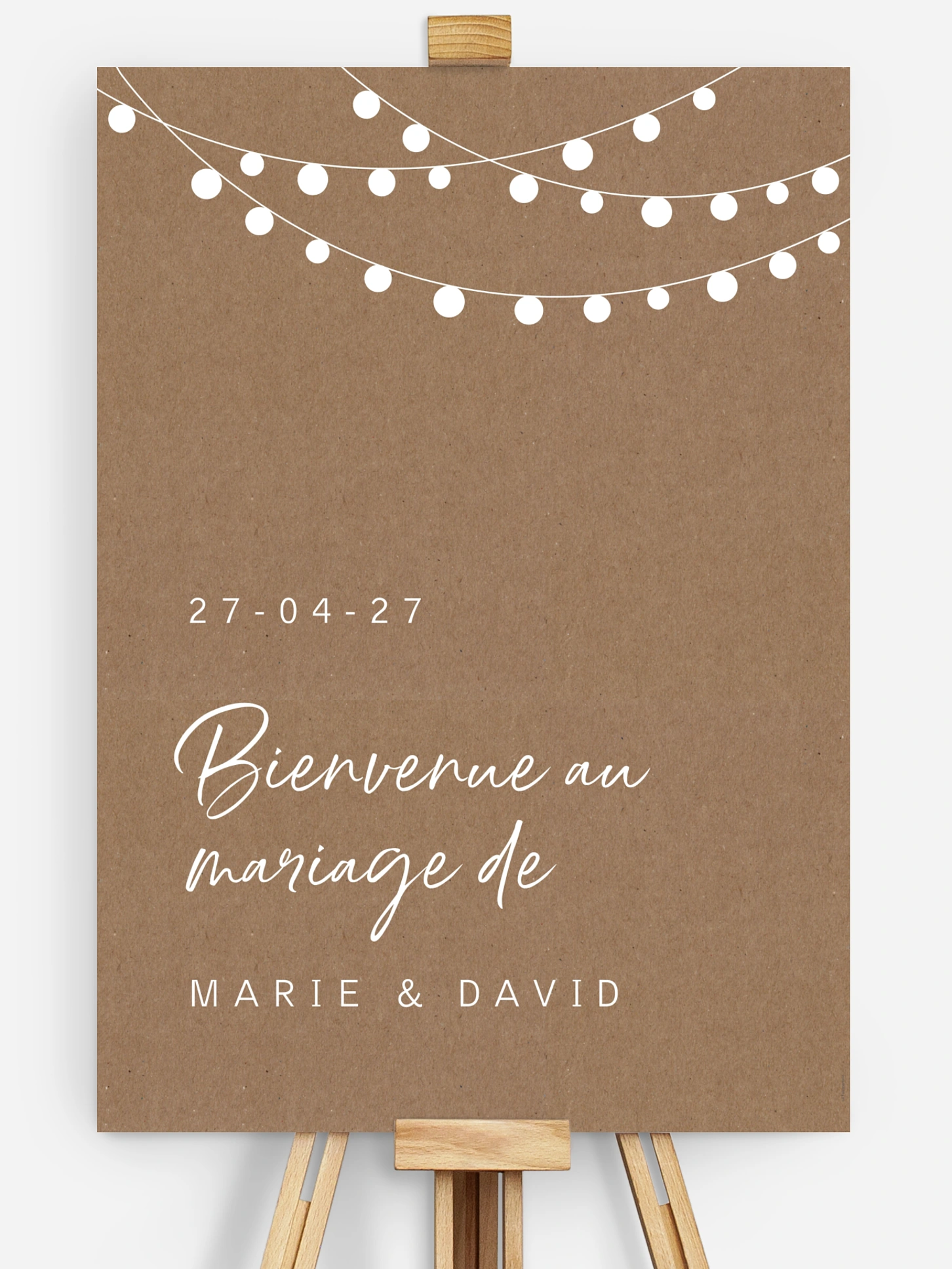 Poster bienvenue mariage Guirlande lumineuse