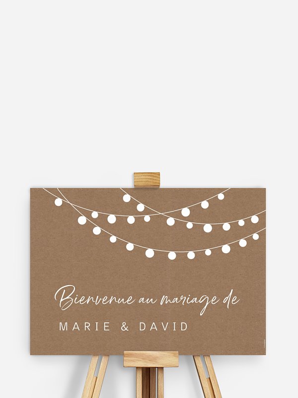 Poster bienvenue mariage Guirlande lumineuse