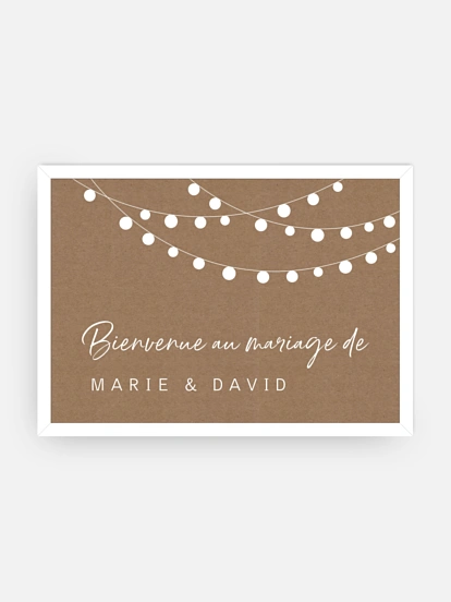 Poster bienvenue mariage Guirlande lumineuse