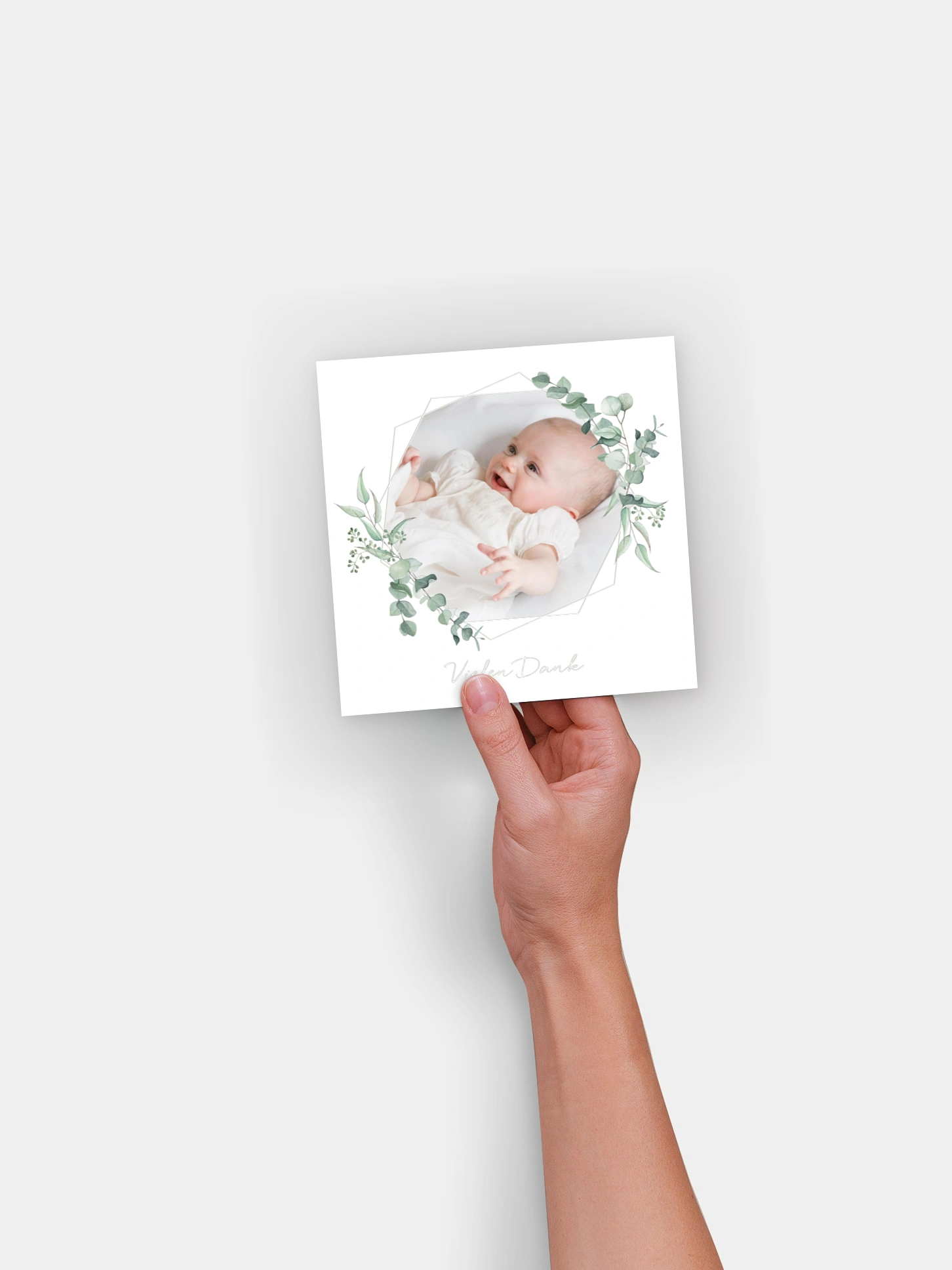 Dankeskarte Taufe Soft Greenery