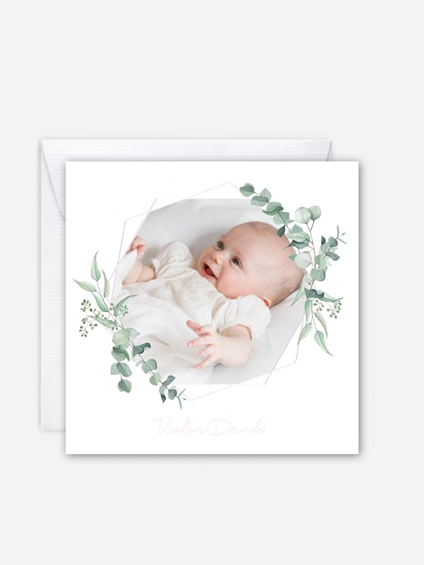 Dankeskarte Taufe Soft Greenery