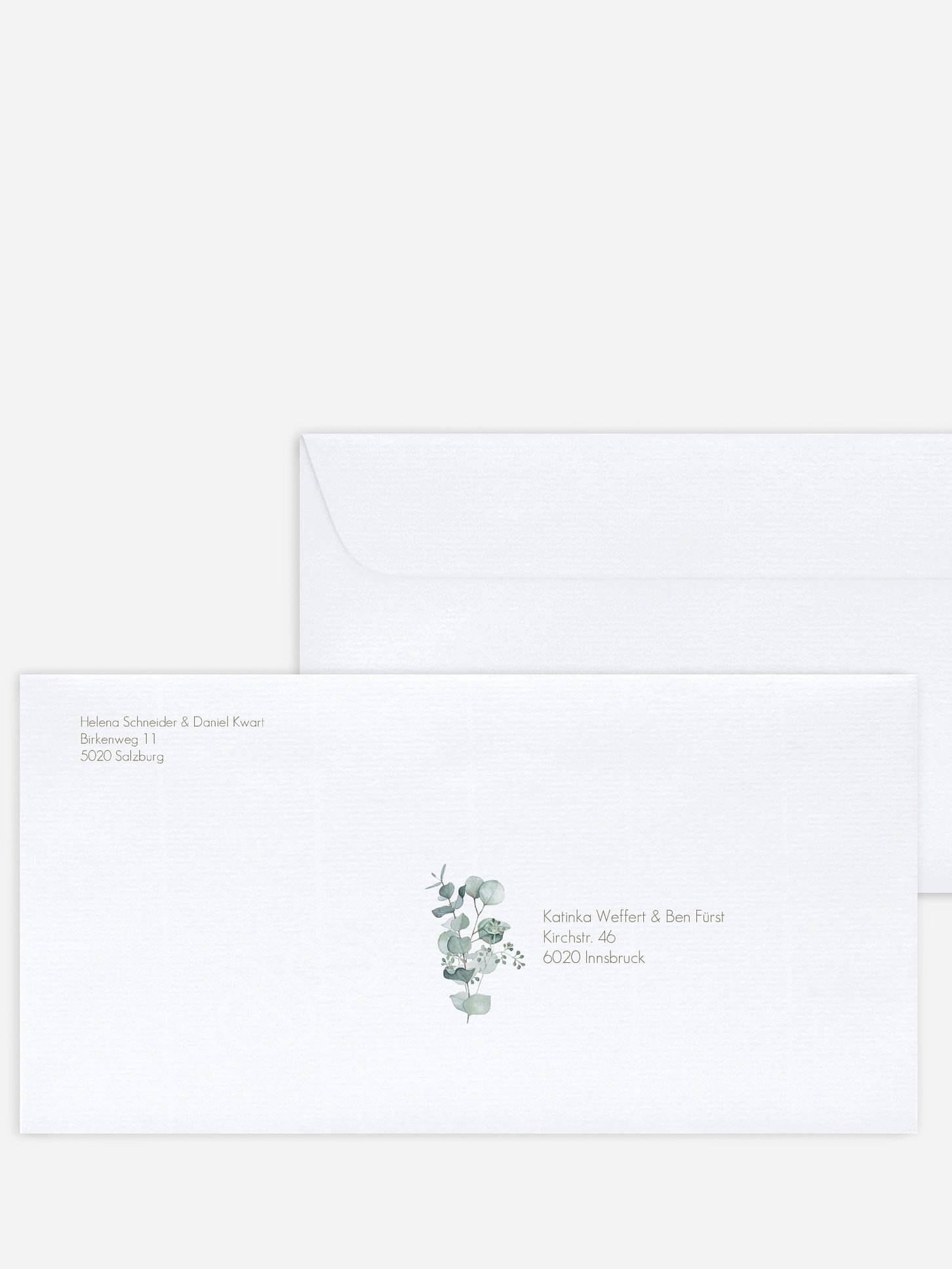 Bedruckter Briefumschlag Hochzeit Soft Greenery
