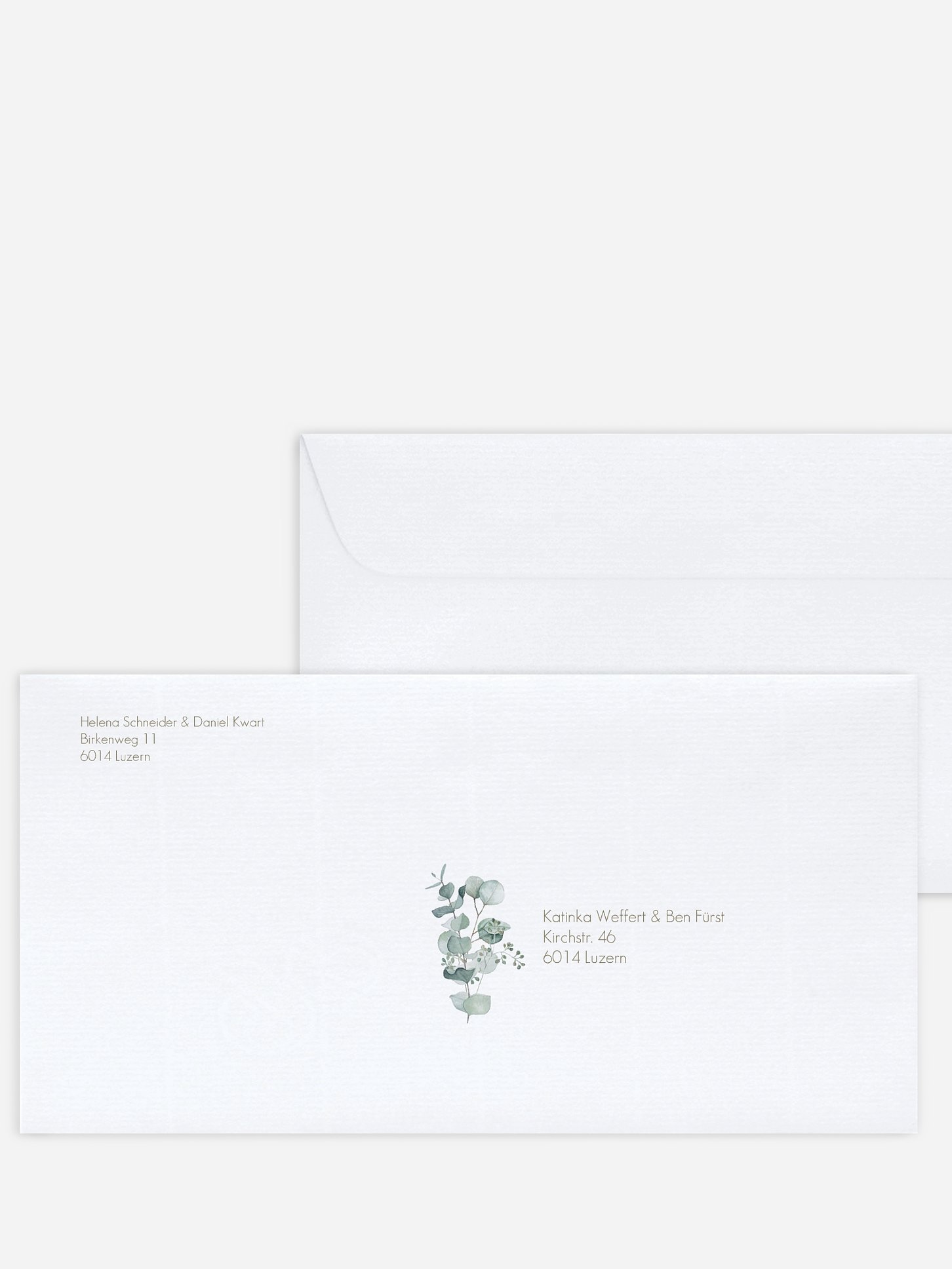 Bedruckter Briefumschlag Hochzeit Soft Greenery