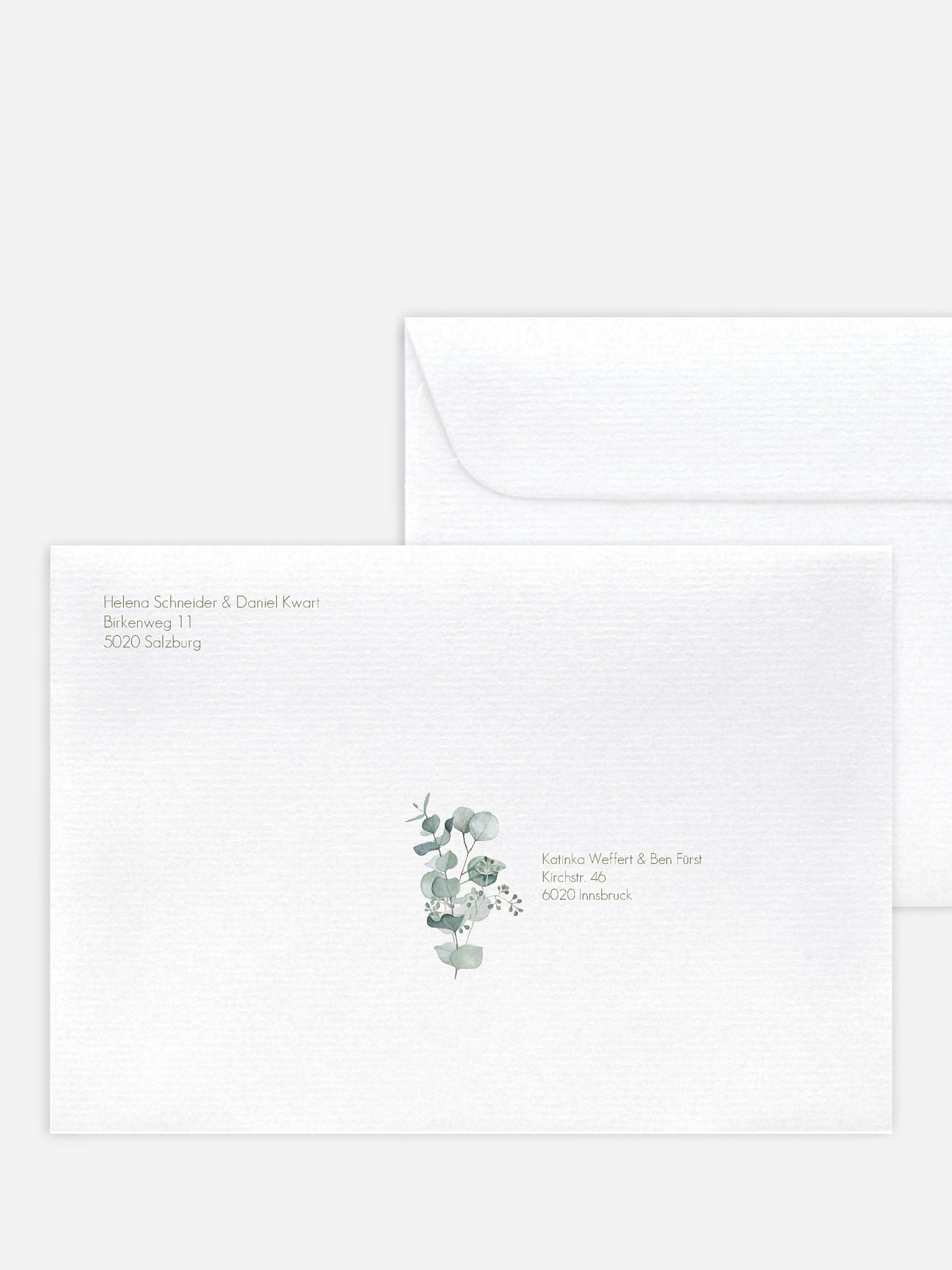 Bedruckter Briefumschlag Hochzeit Soft Greenery