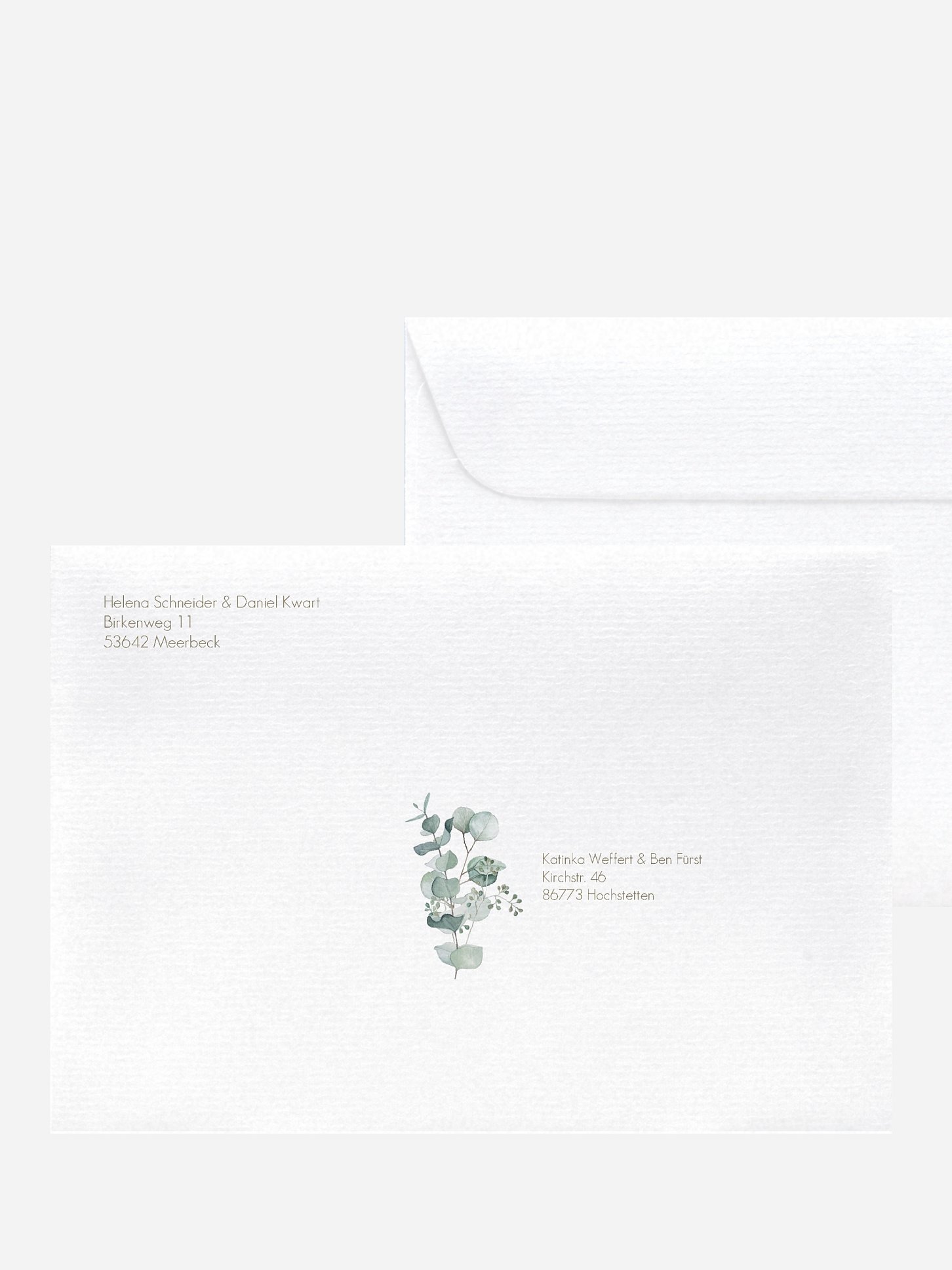 Bedruckter Briefumschlag Hochzeit Soft Greenery