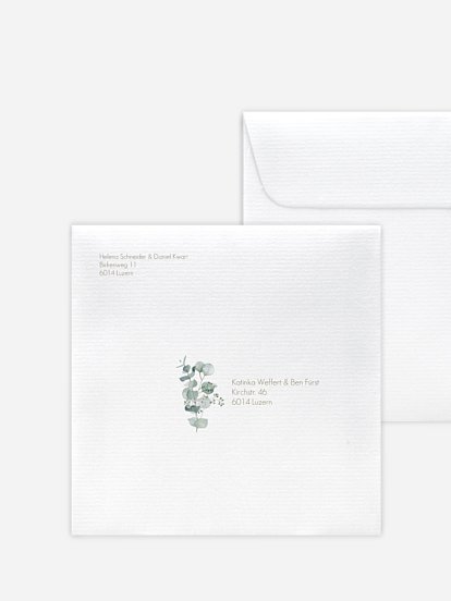 Bedruckter Briefumschlag Hochzeit Soft Greenery
