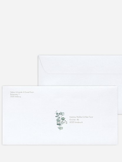 Bedruckter Briefumschlag Hochzeit Soft Greenery