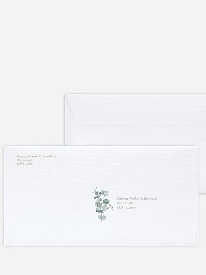 Bedruckter Briefumschlag Hochzeit Soft Greenery
