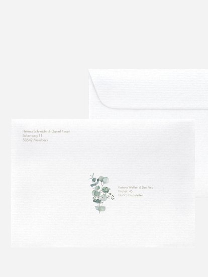 Bedruckter Briefumschlag Hochzeit Soft Greenery