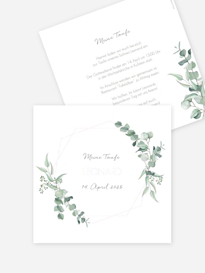 Taufeinladung Soft Greenery