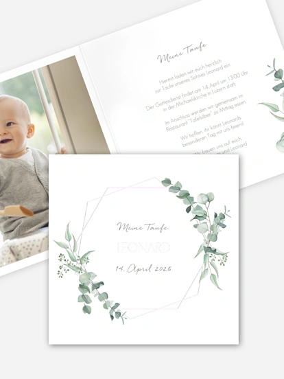 Taufeinladung Soft Greenery