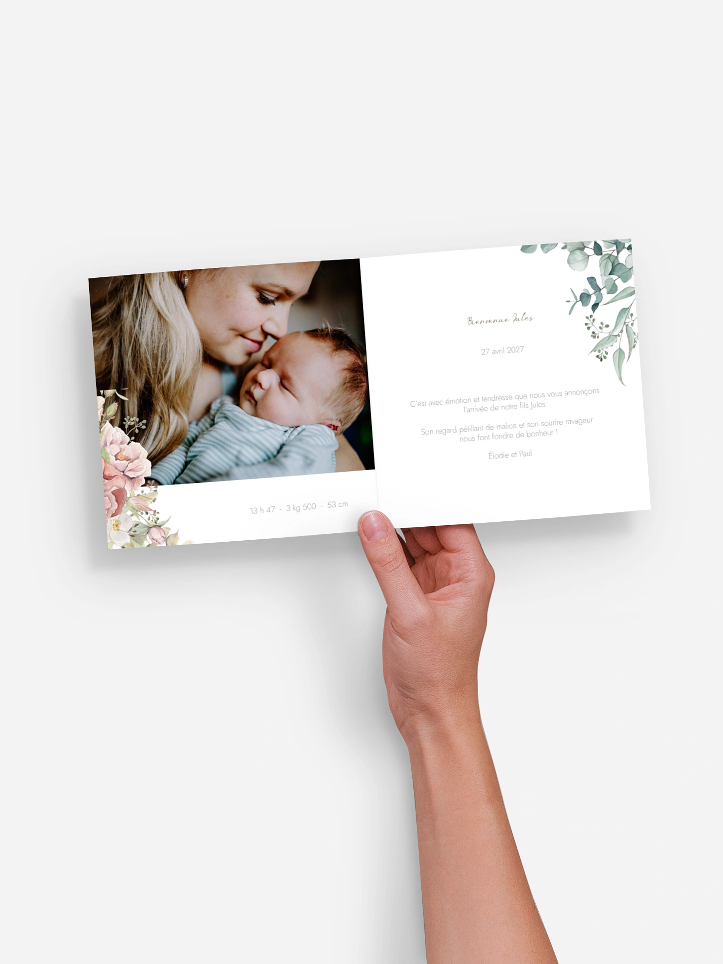 Faire-part naissance Soft Greenery