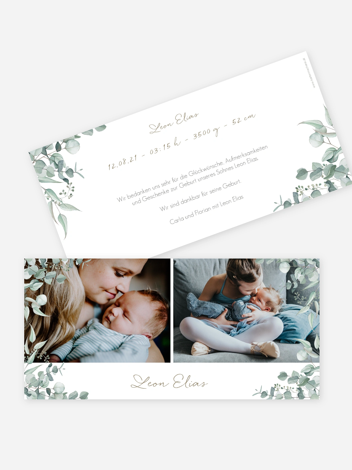 Geburtskarte Soft Greenery