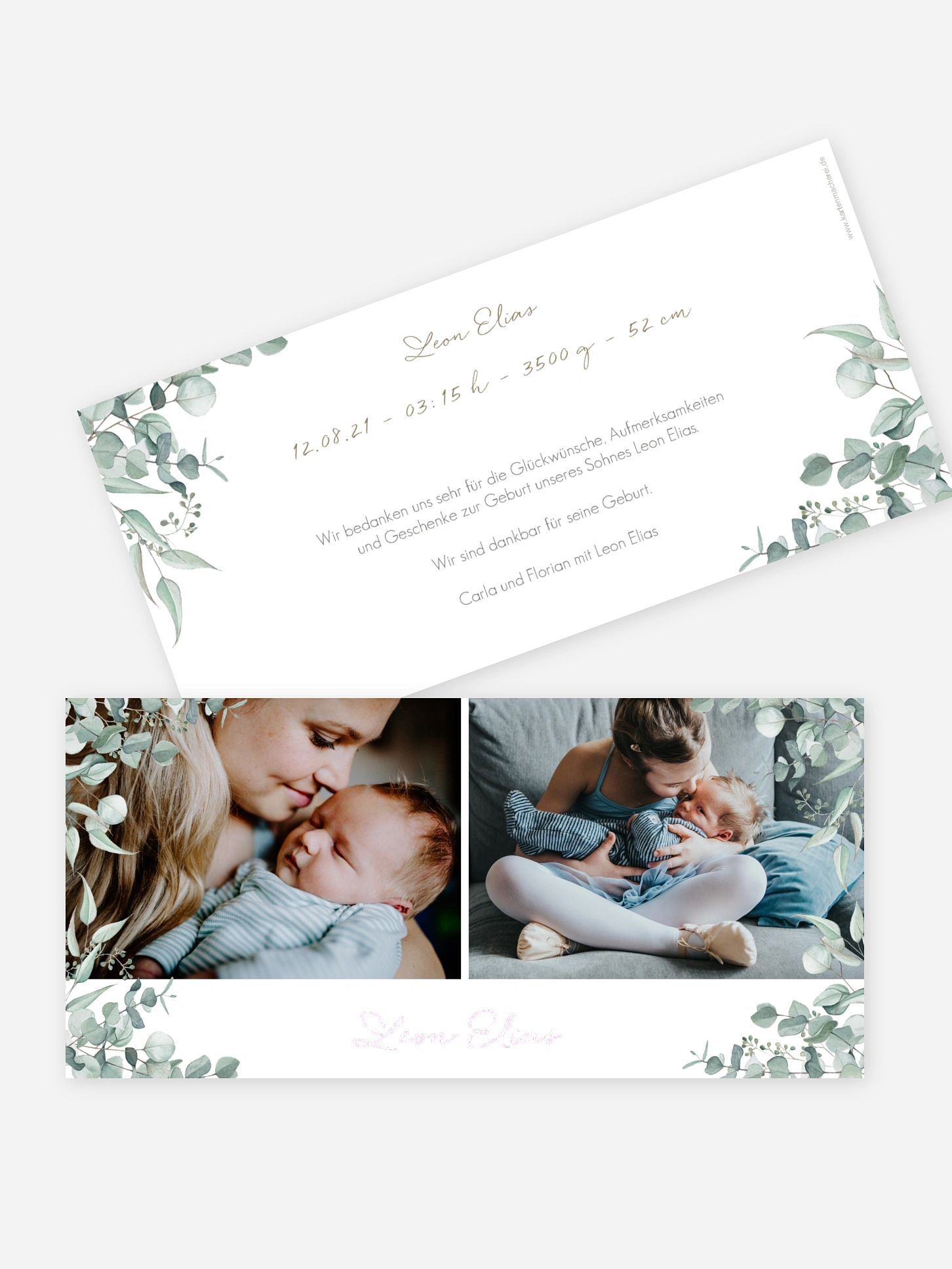 Geburtskarte Soft Greenery