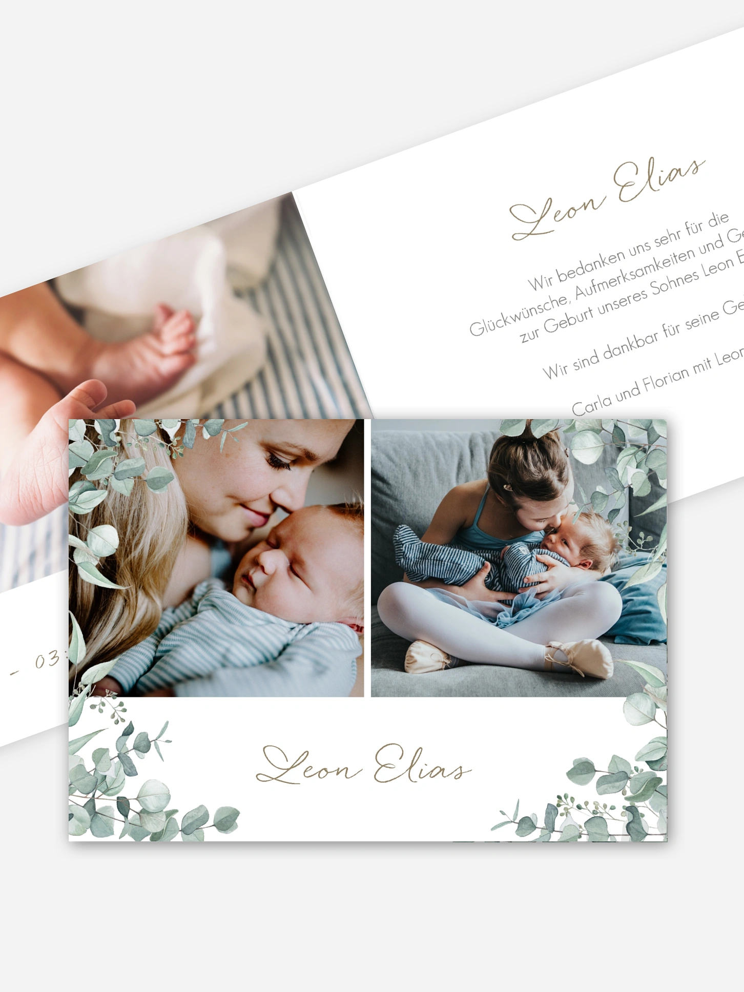 Geburtskarte Soft Greenery