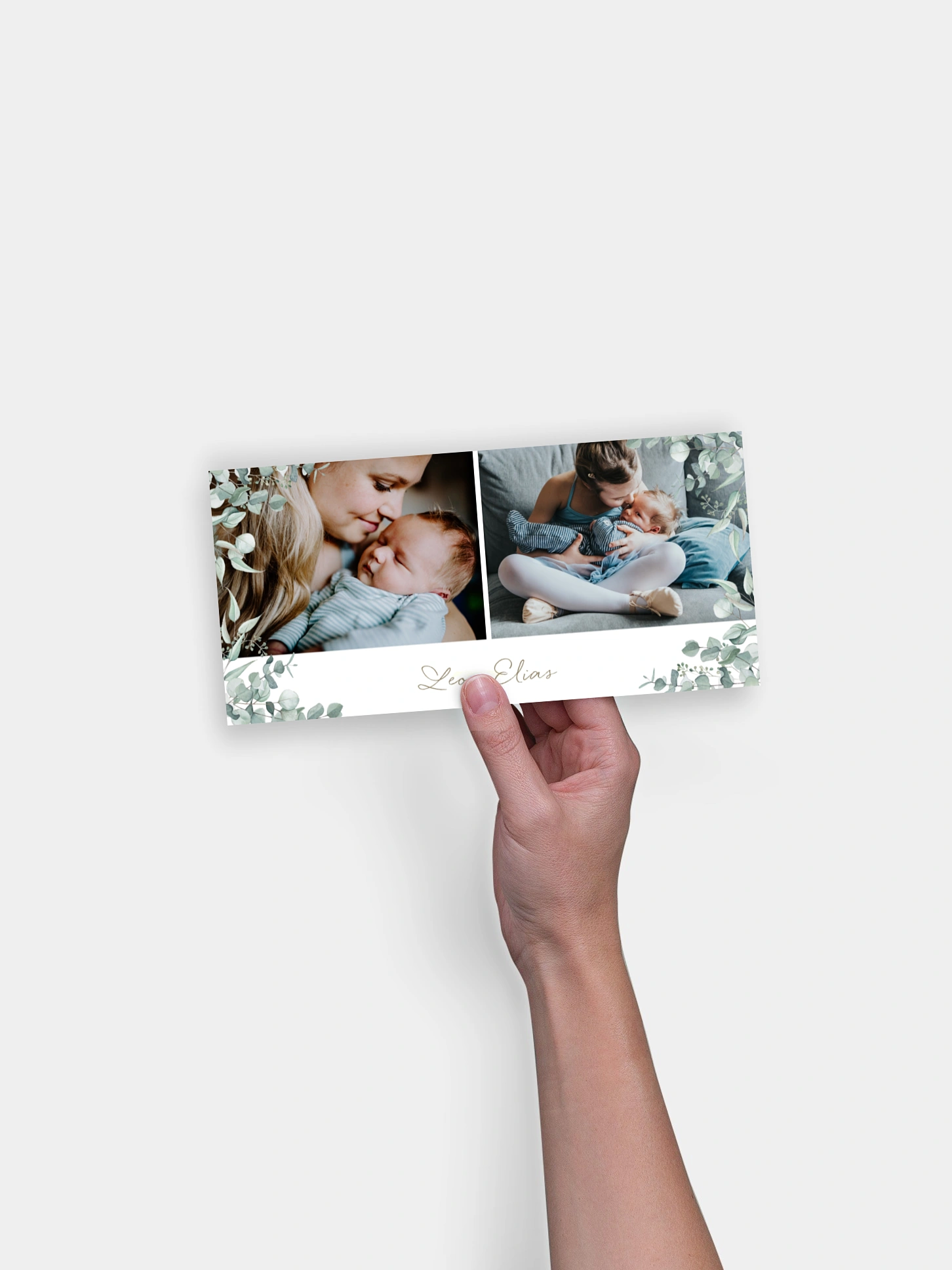 Geburtskarte Soft Greenery