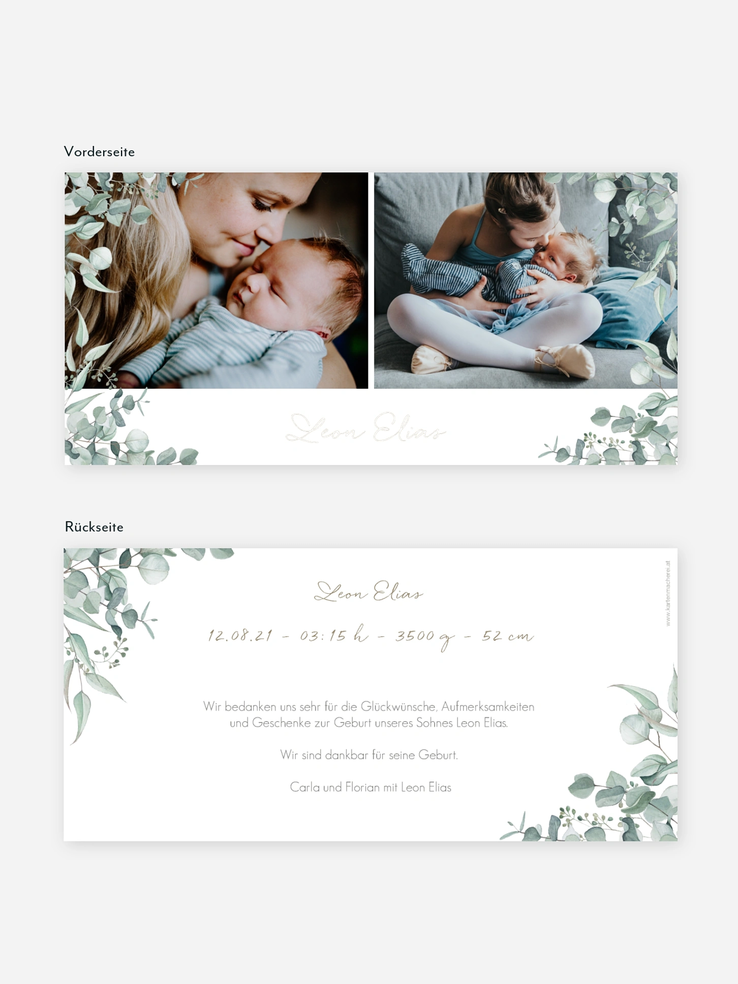 Geburtskarte Soft Greenery