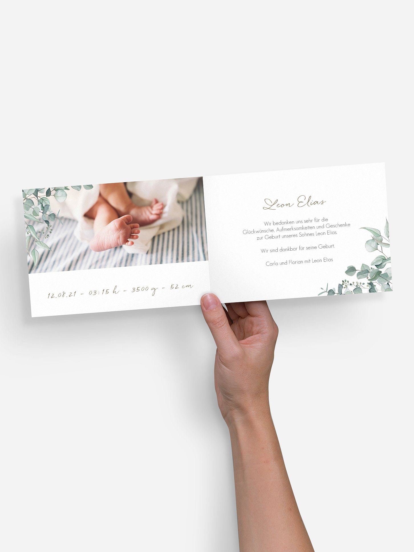 Geburtskarte Soft Greenery
