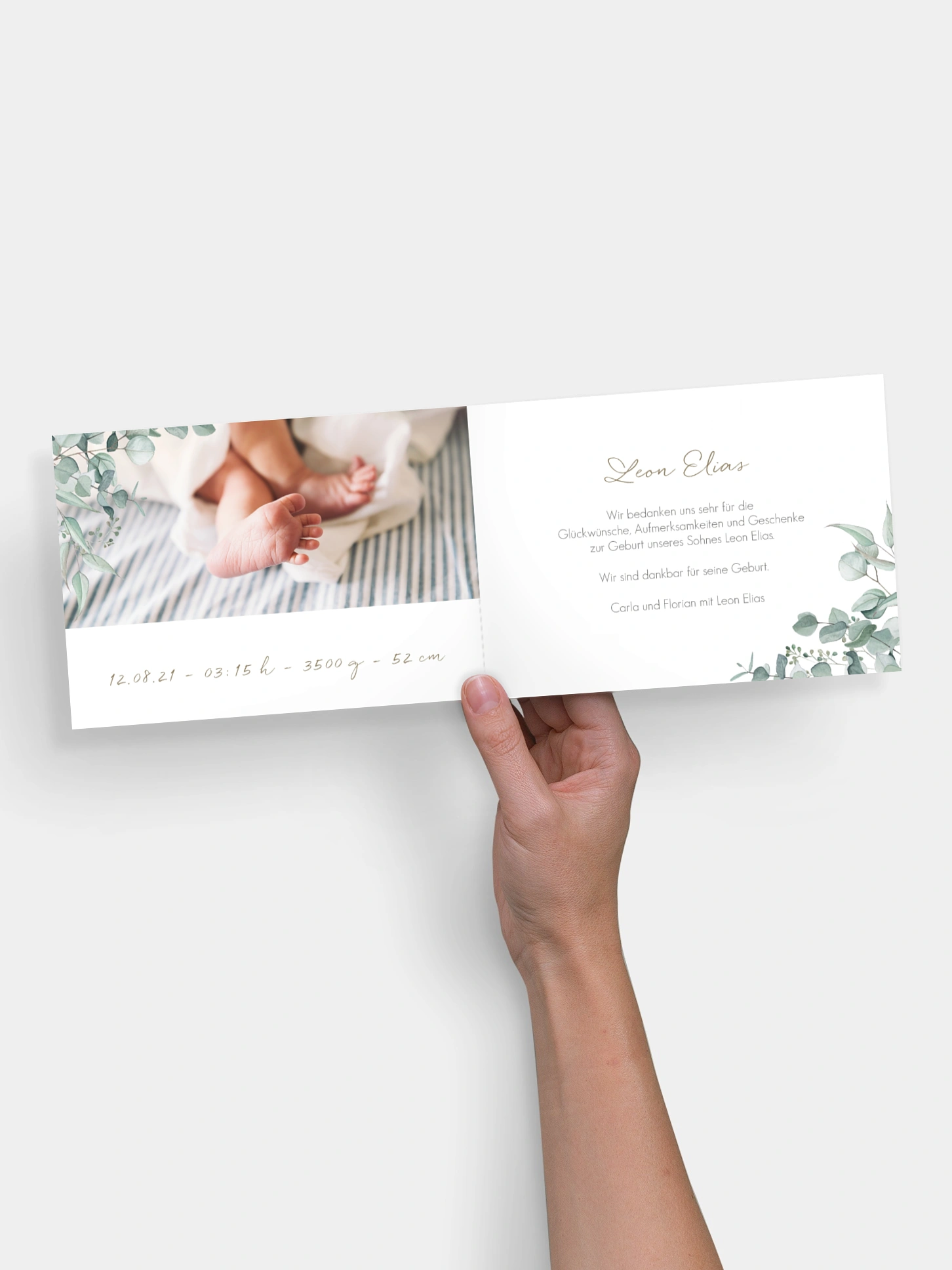 Geburtskarte Soft Greenery