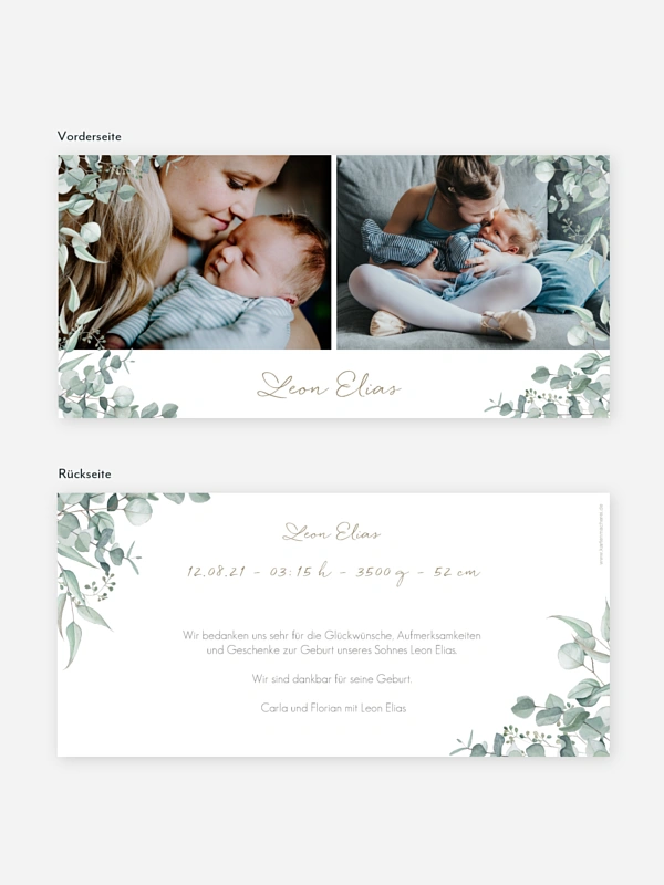 Geburtskarte Soft Greenery