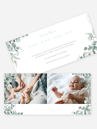 Geburtskarte Soft Greenery