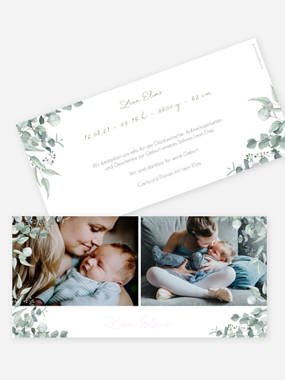 Geburtskarte Soft Greenery