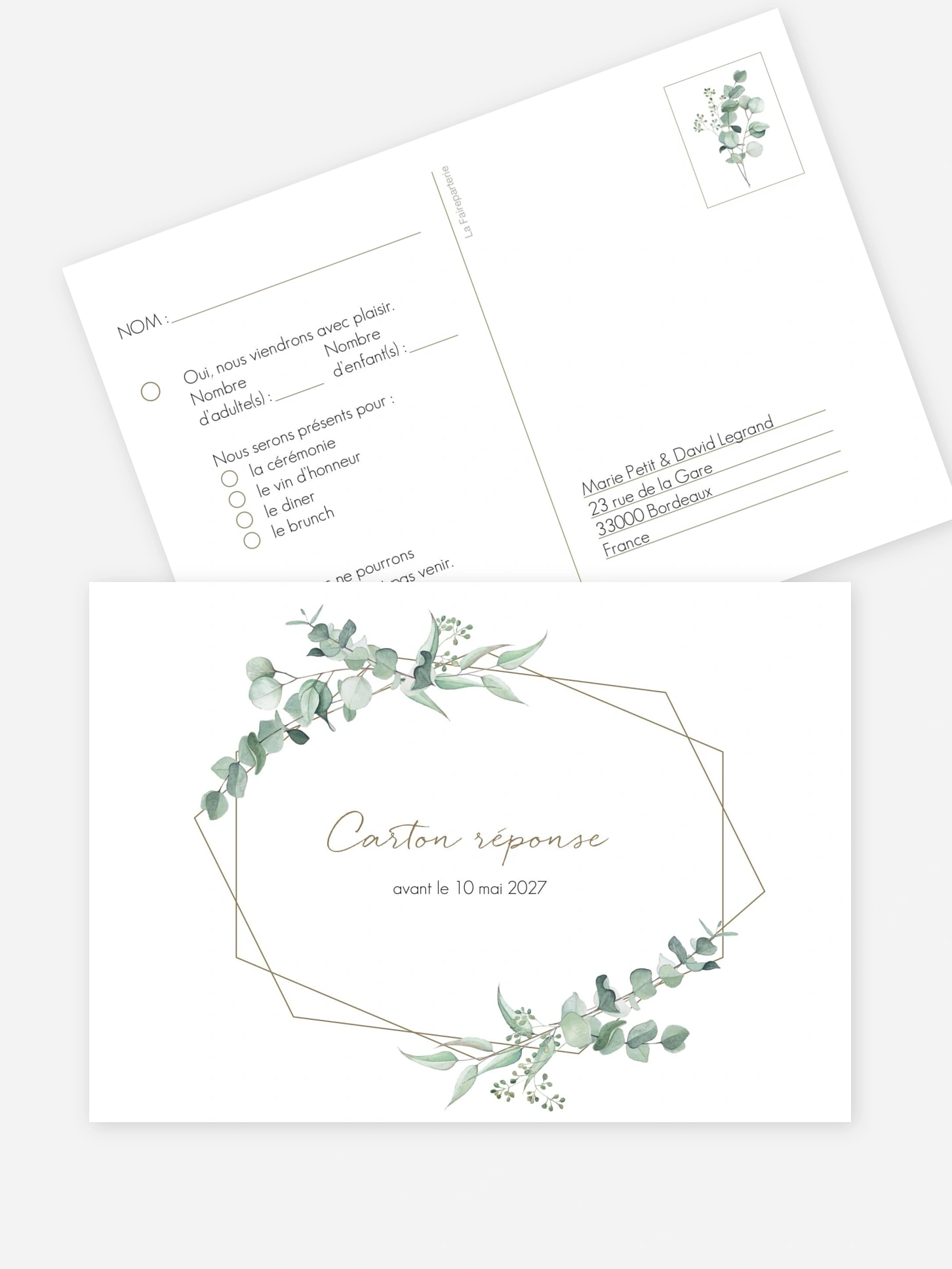 Carton réponse Soft Greenery