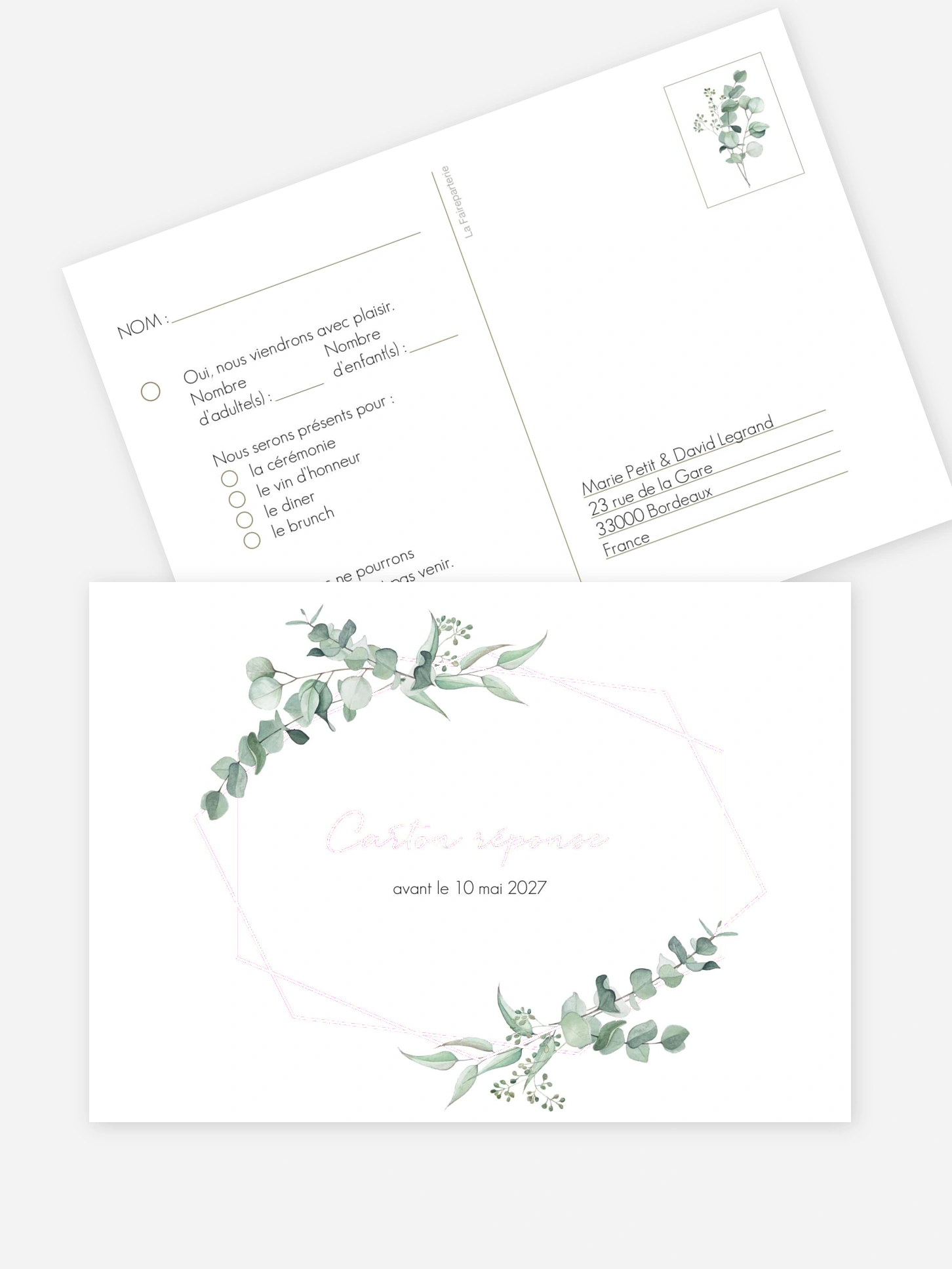 Carton réponse Soft Greenery