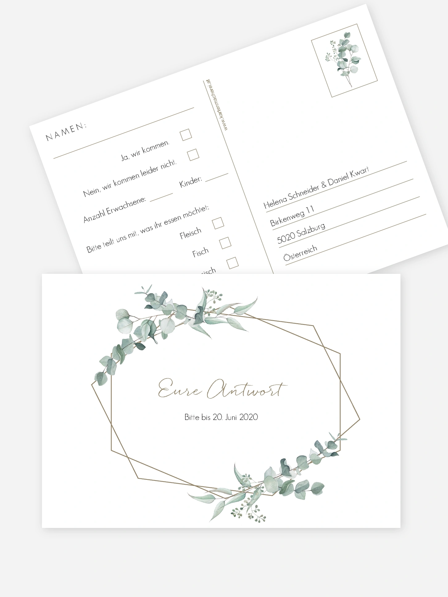 Antwortkarte Hochzeit Soft Greenery