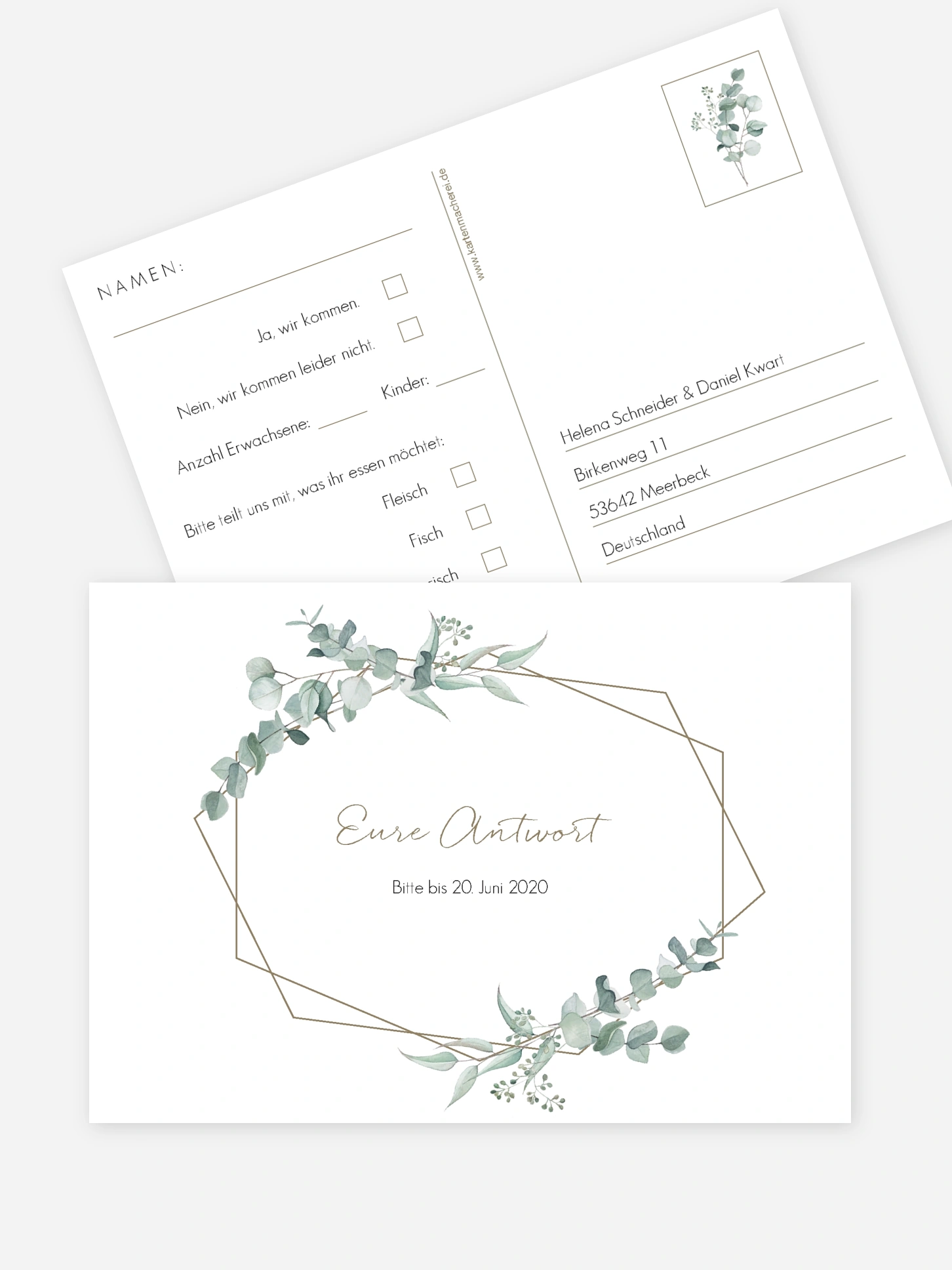 Antwortkarte Hochzeit Soft Greenery