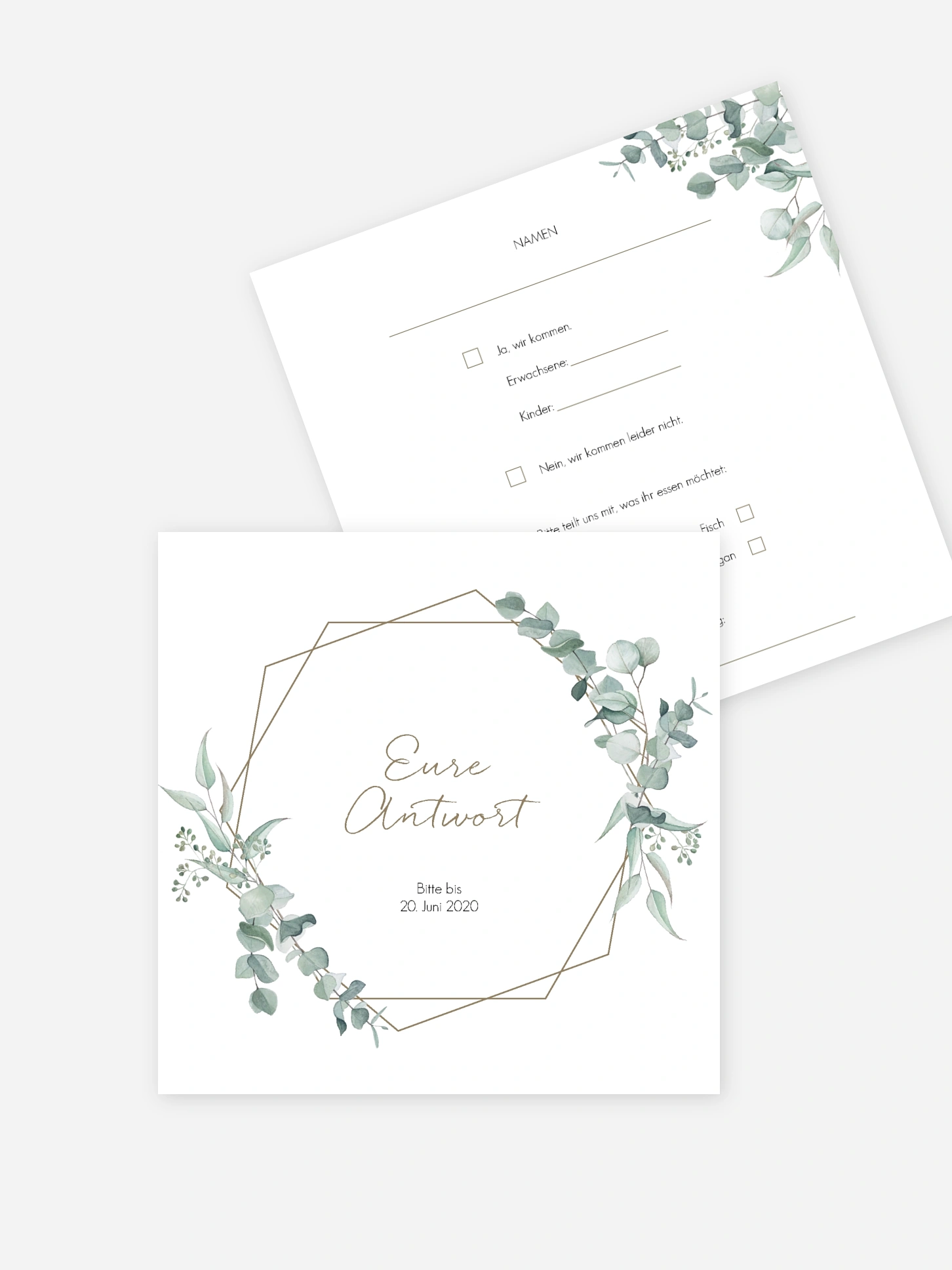 Antwortkarte Hochzeit Soft Greenery
