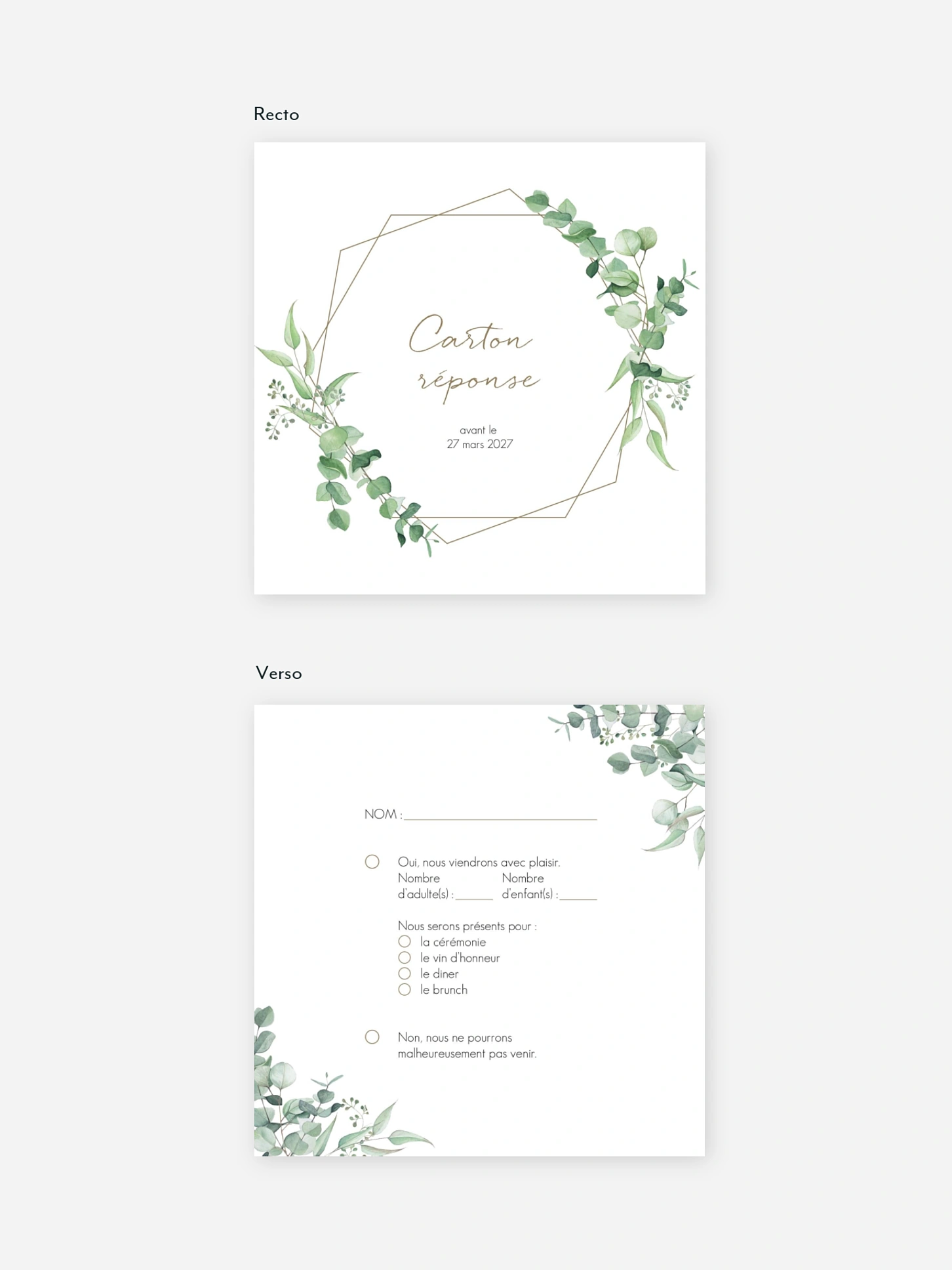 Carton réponse Soft Greenery