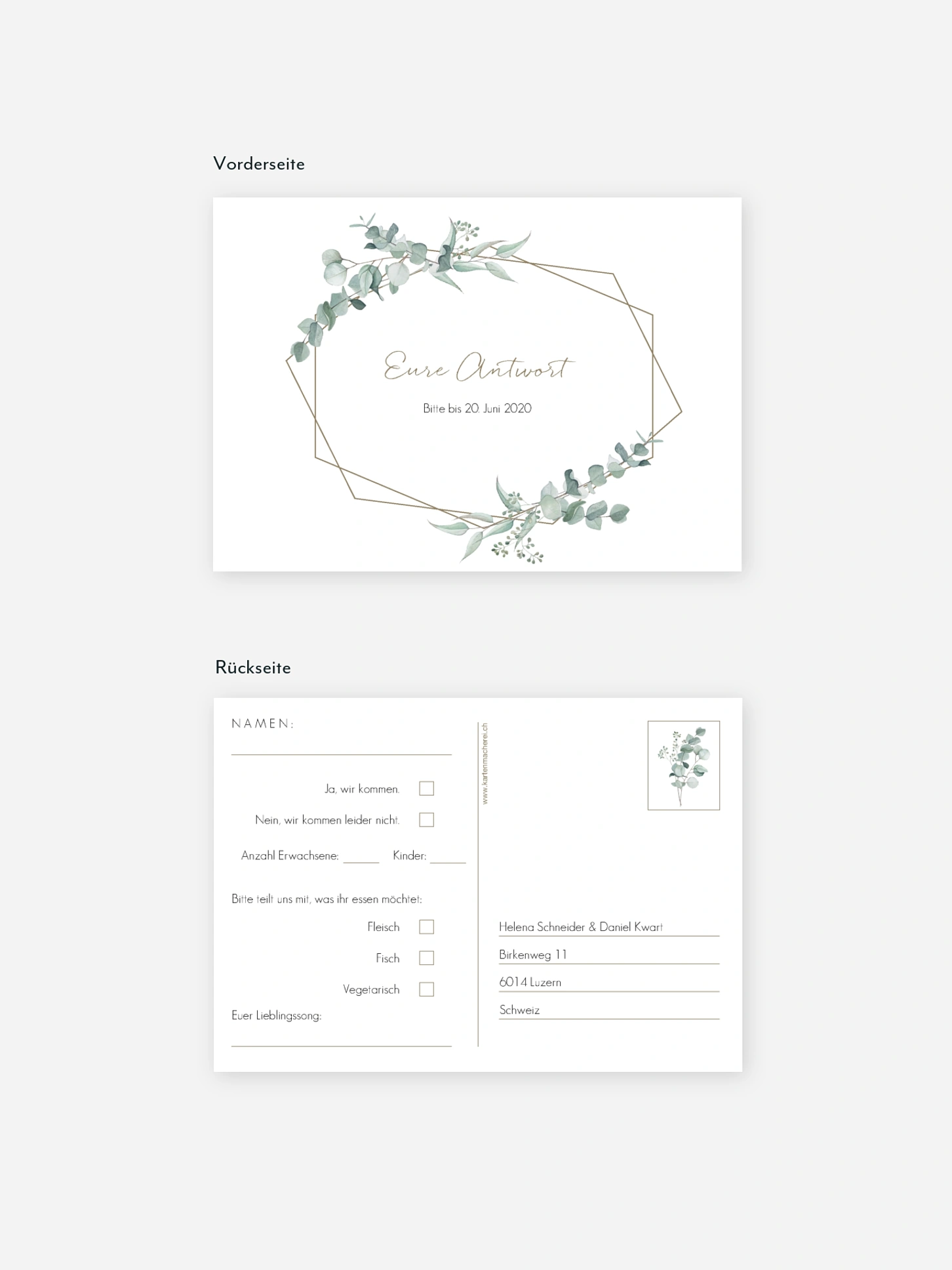 Antwortkarte Hochzeit Soft Greenery