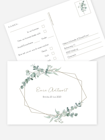 Antwortkarte Hochzeit Soft Greenery