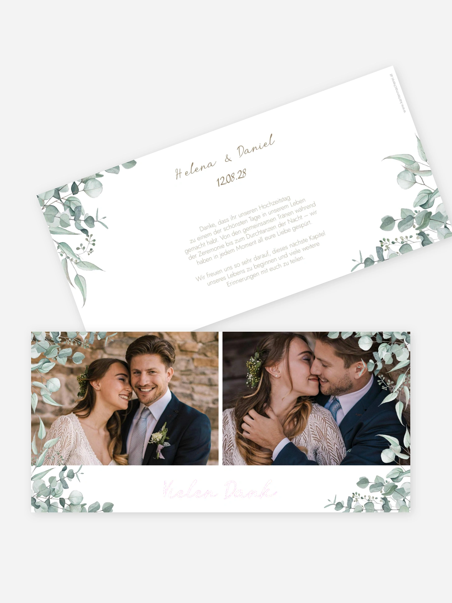 Dankeskarte Hochzeit Soft Greenery
