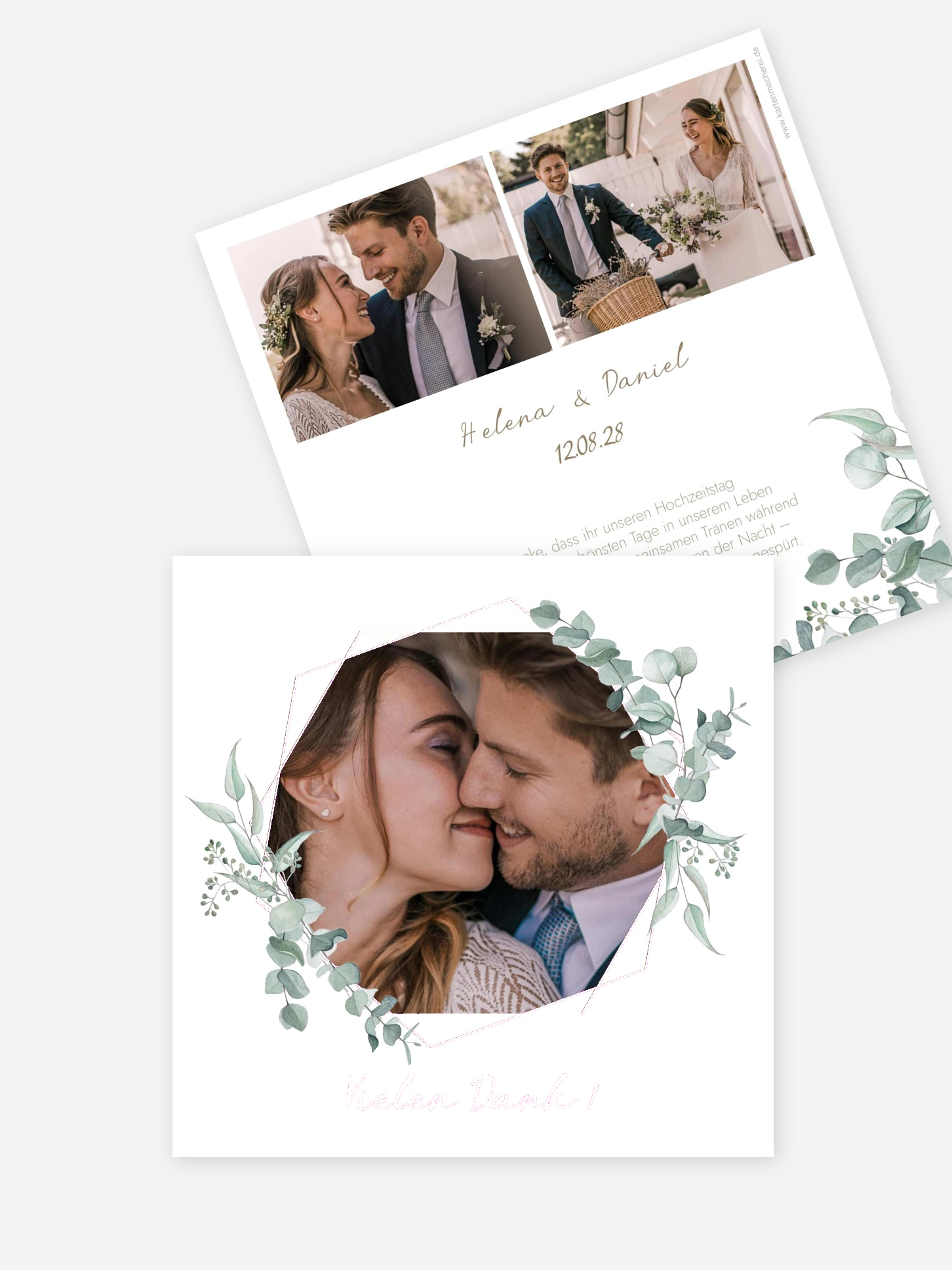 Dankeskarte Hochzeit Soft Greenery