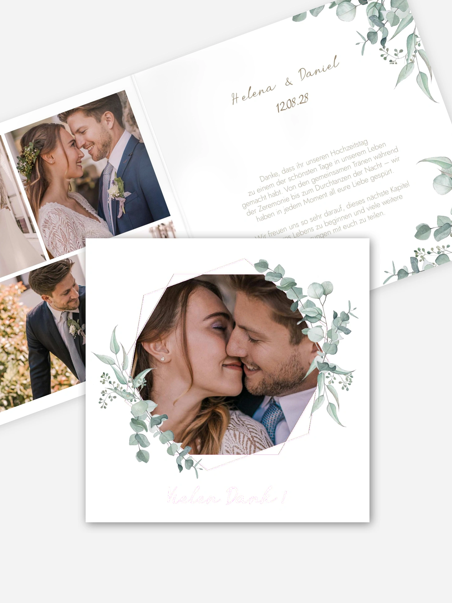 Dankeskarte Hochzeit Soft Greenery