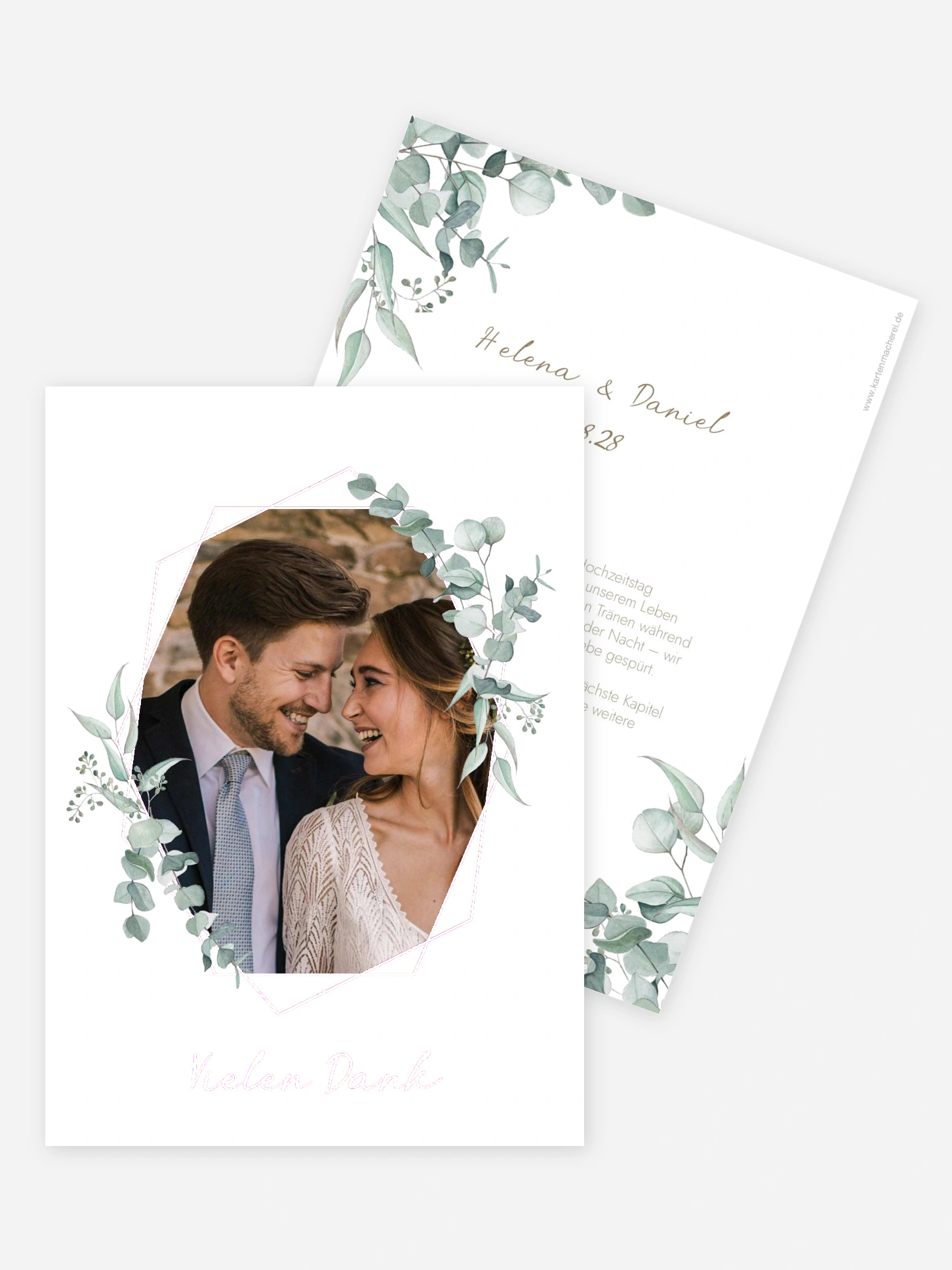 Dankeskarte Hochzeit Soft Greenery