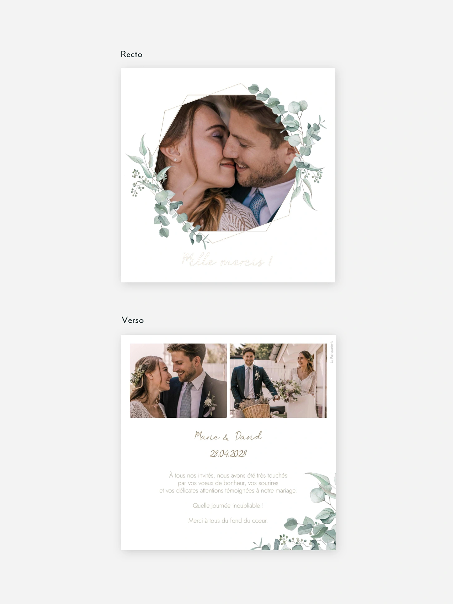 Carte de remerciements Soft Greenery