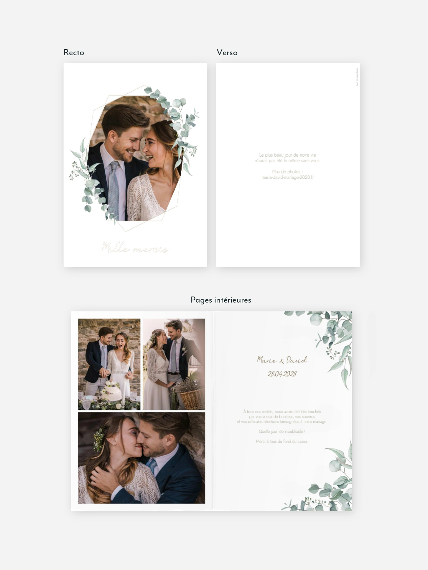Carte de remerciements Soft Greenery