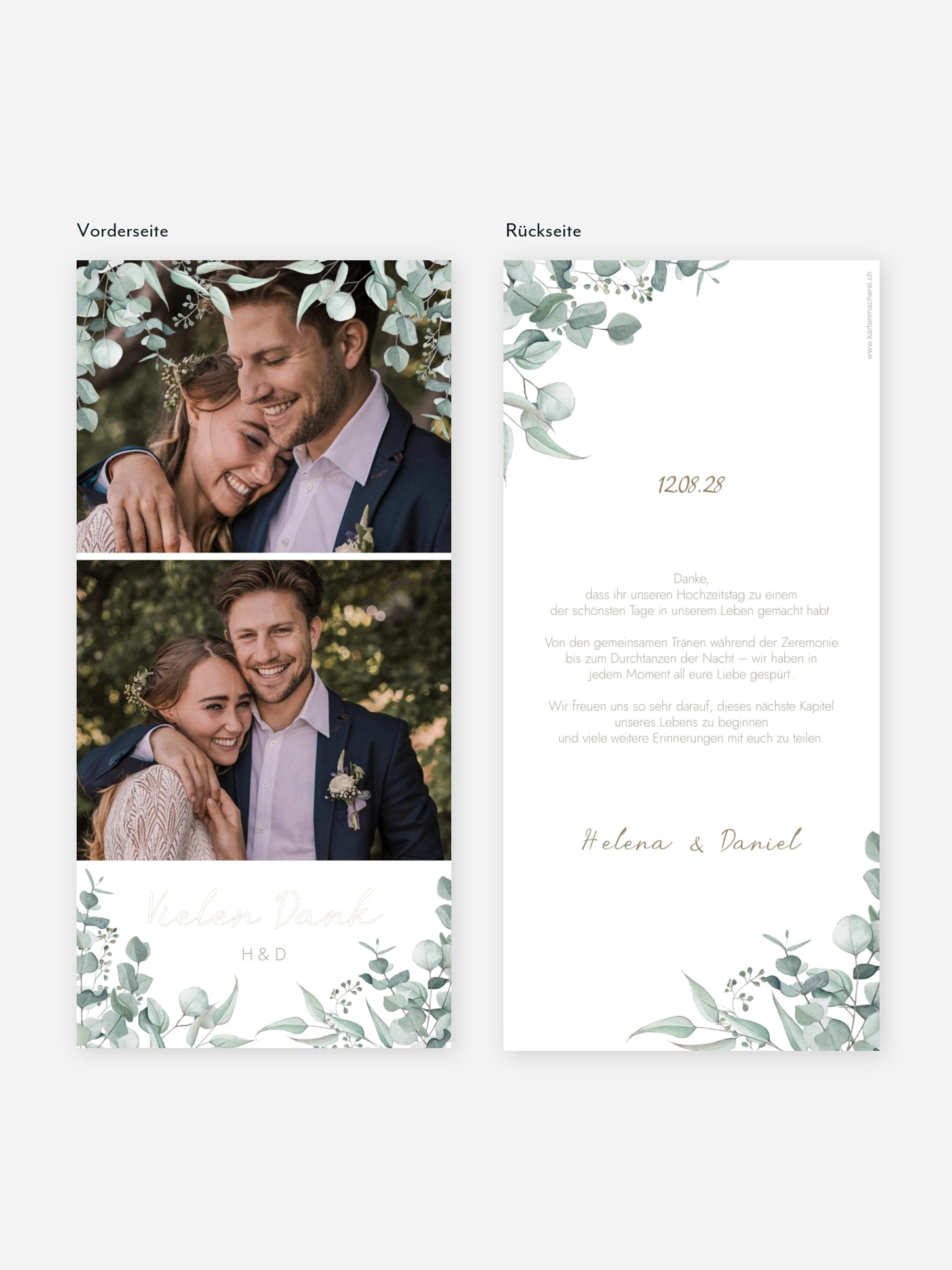 Dankeskarte Hochzeit Soft Greenery