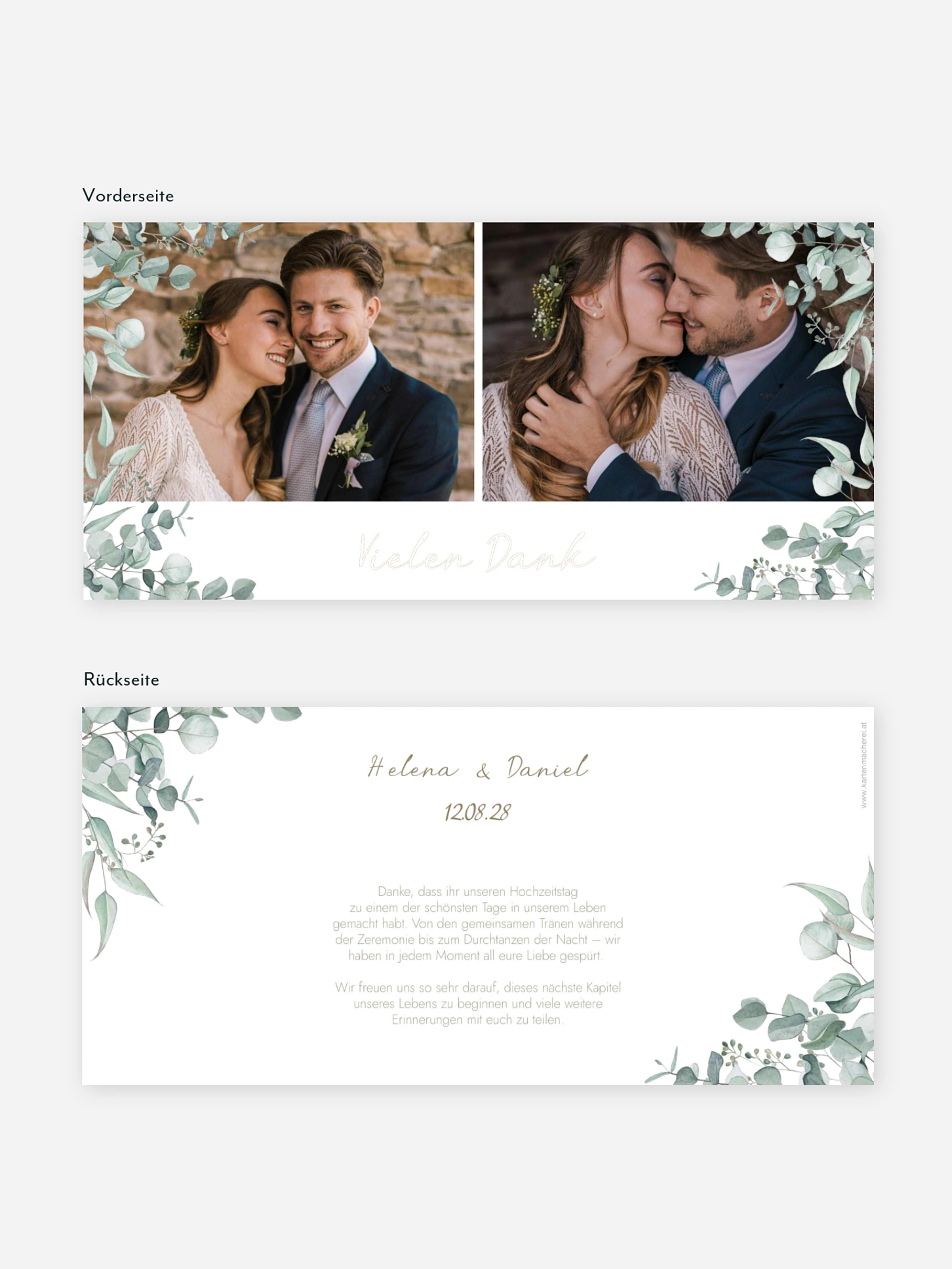 Dankeskarte Hochzeit Soft Greenery