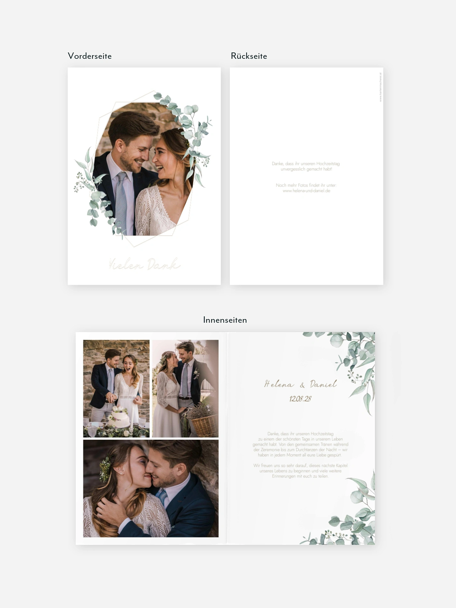 Dankeskarte Hochzeit Soft Greenery