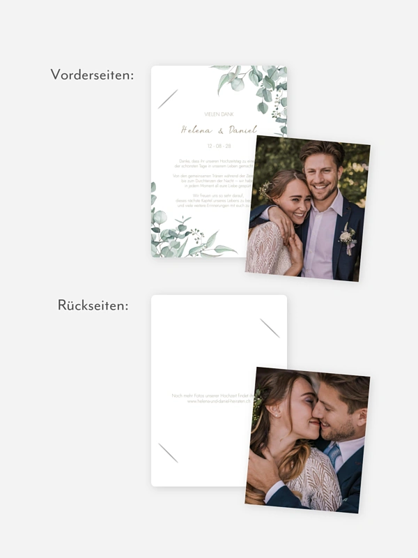 Dankeskarte Hochzeit Soft Greenery